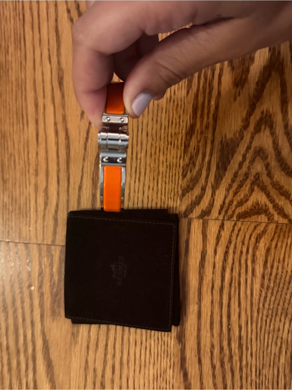 Hermes Orange Bracelet with Silver Hardware